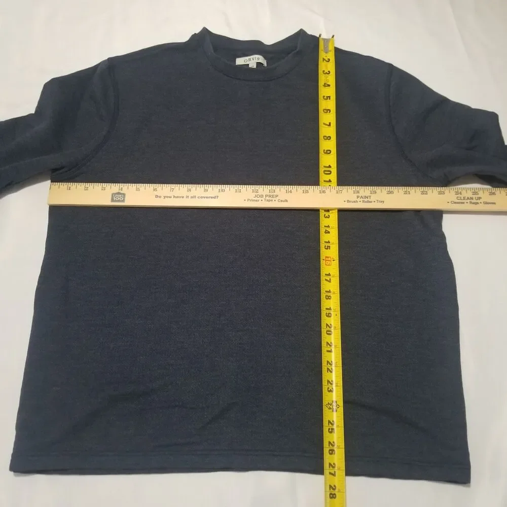 Orvis Mens Long Sleeve Textured Crew Neck Sweatshirt Navy Blue Size L